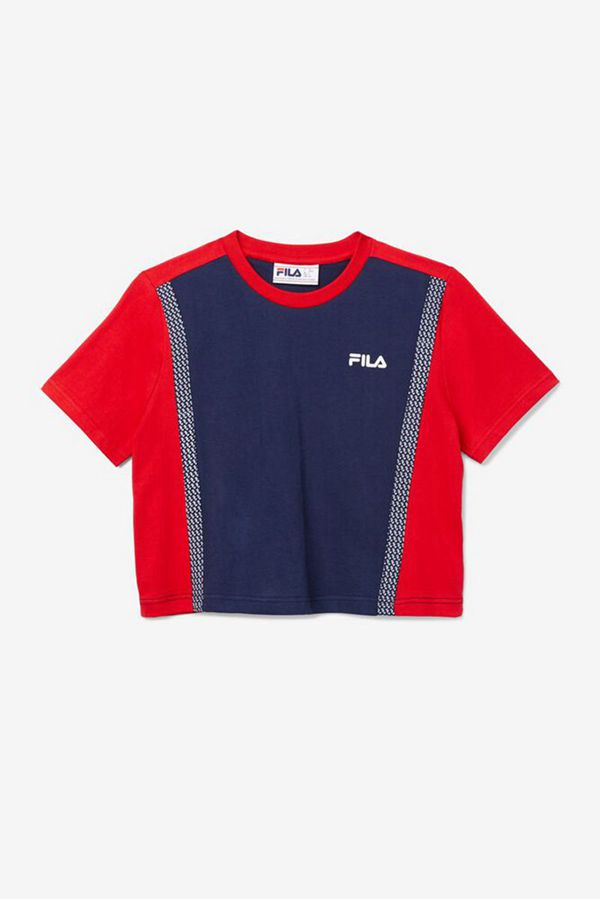 Fila Molly Color Block Women's Tee - Red,NZ 341-95740